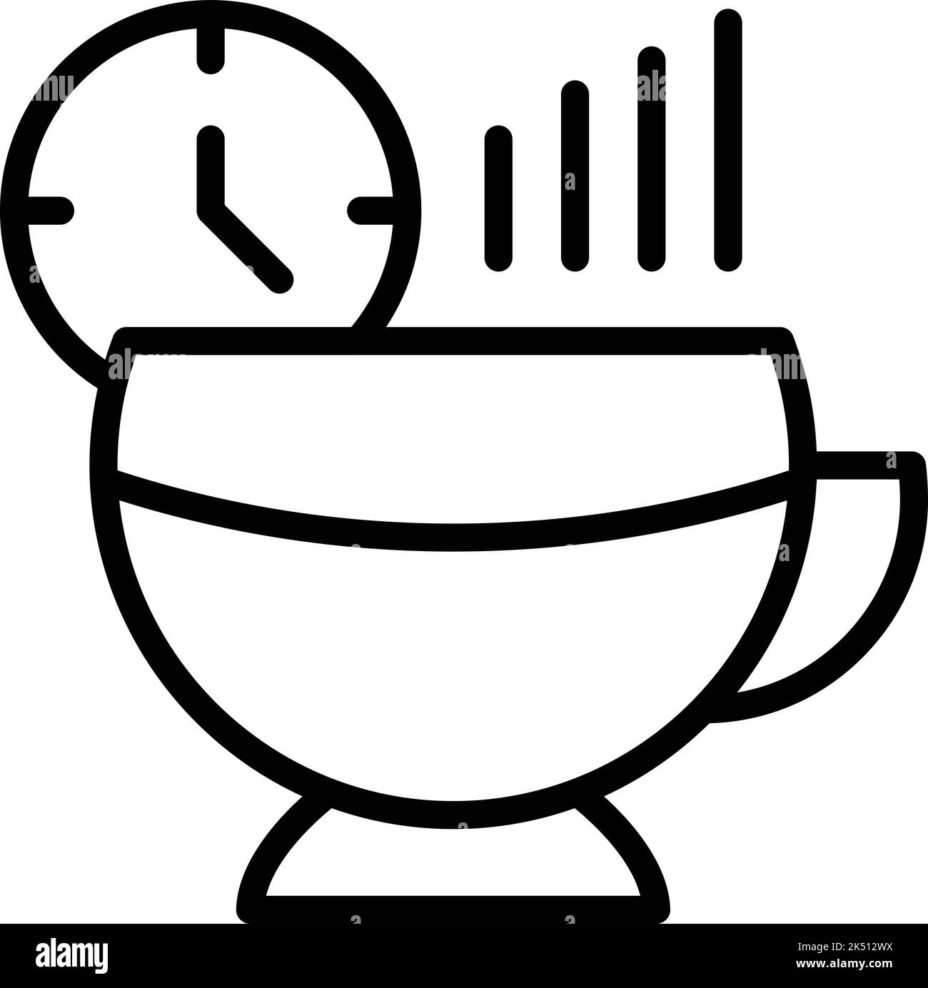 Icona del caffè caldo vettore di contorno. Calma mentale. Salute meditate Illustrazione Vettoriale