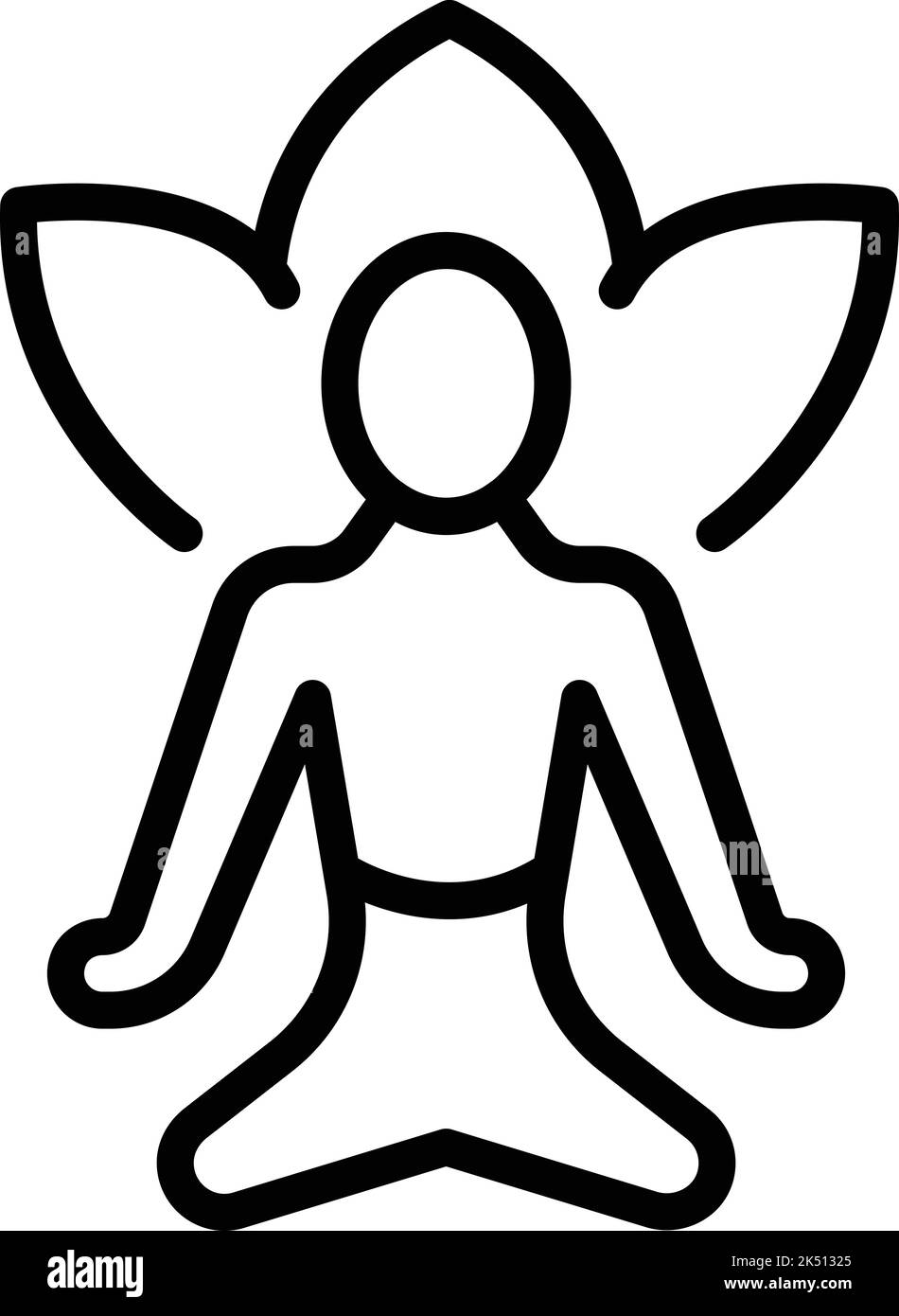 Meditazione calma icona contorno vettore. Riduzione delle sollecitazioni. Massaggio anima Illustrazione Vettoriale