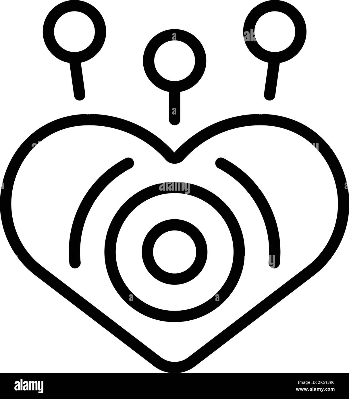 Meditazione del cuore icona vettore contorno. Stress mente. Massaggio anima Illustrazione Vettoriale