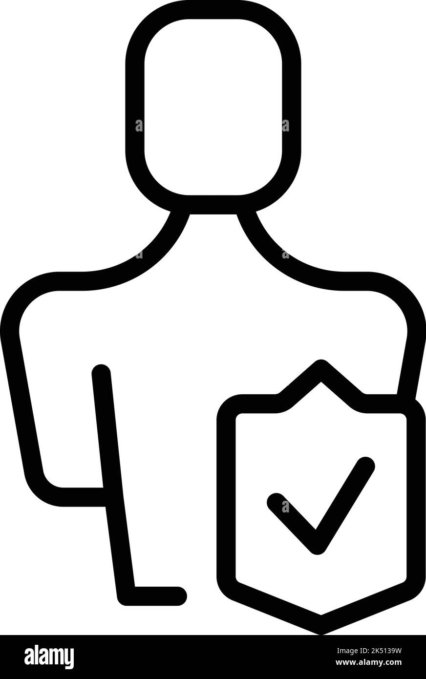 Icona di protezione della mente umana vettore di contorno. Riduzione delle sollecitazioni. Calma salute Illustrazione Vettoriale