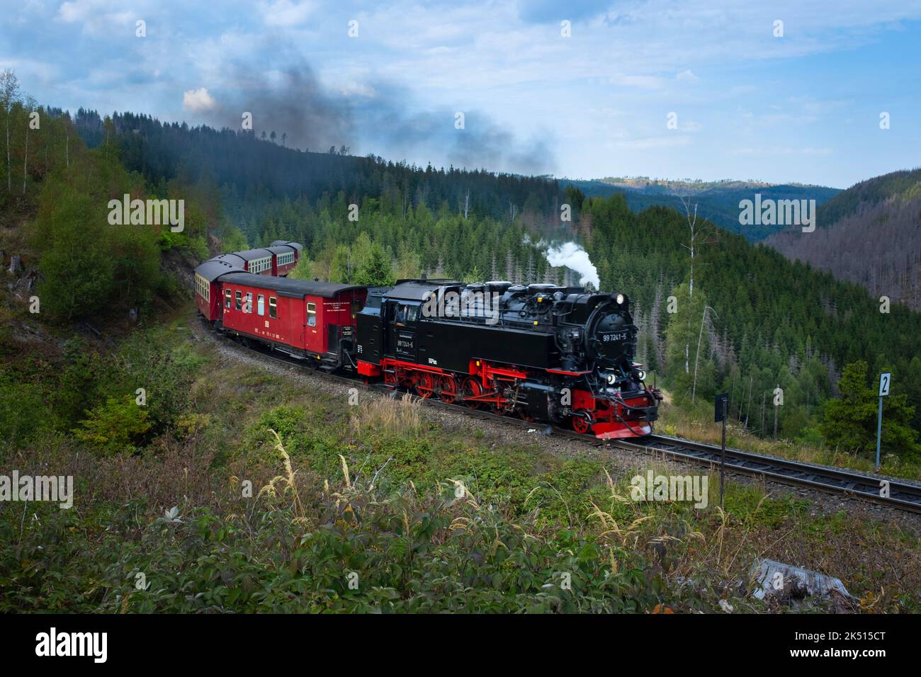 Treni a vapore su Harz Mountain Railway, bassa Sassonia, Germania Foto Stock