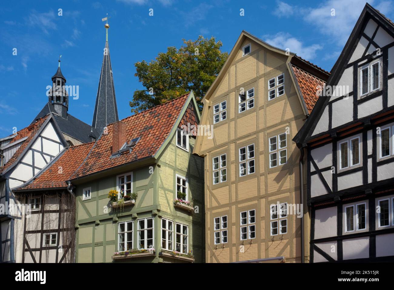 Quedlinburg, città patrimonio dell'umanità dell'UNESCO nella bassa Sassonia, Germania Foto Stock