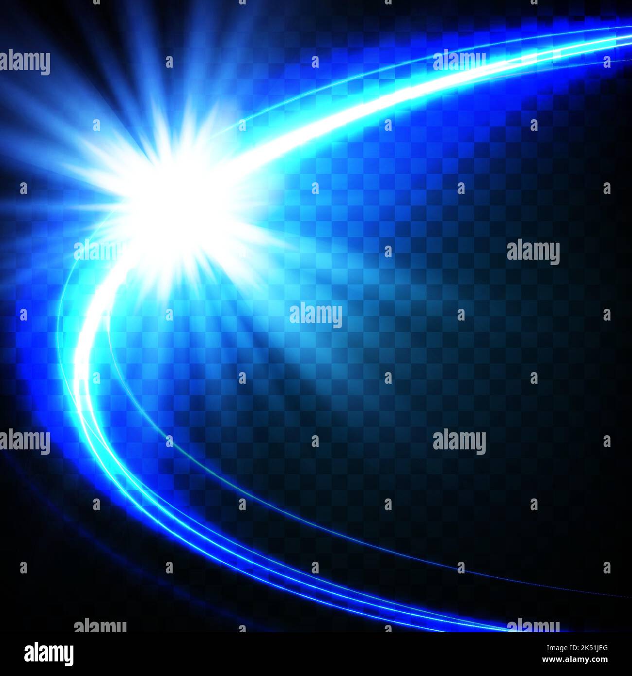 Effetto luce brillante con scintille bianche e blu che brillano con una luce speciale. Luce bianca brillante. Starlight dai raggi. Il sole è illuminato. Luminoso Illustrazione Vettoriale