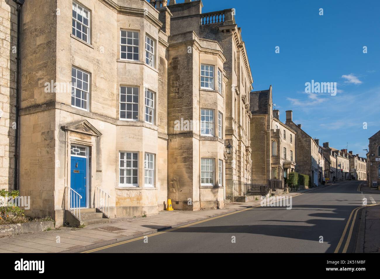 Elegante casa di pietra costruita in pietra Cotswold nella città di Cotswold di Painswick, Gloucestershire Foto Stock