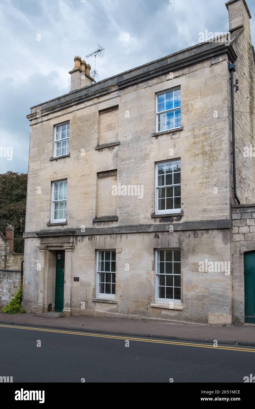 Elegante casa di pietra costruita in pietra Cotswold nella città di Cotswold di Painswick, Gloucestershire Foto Stock