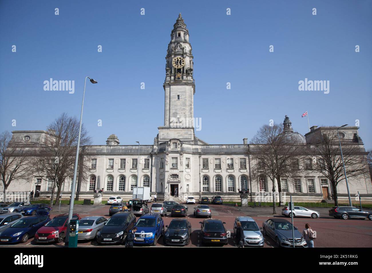 Vista del Municipio di Cardiff a Cardiff, Galles nel Regno Unito Foto Stock