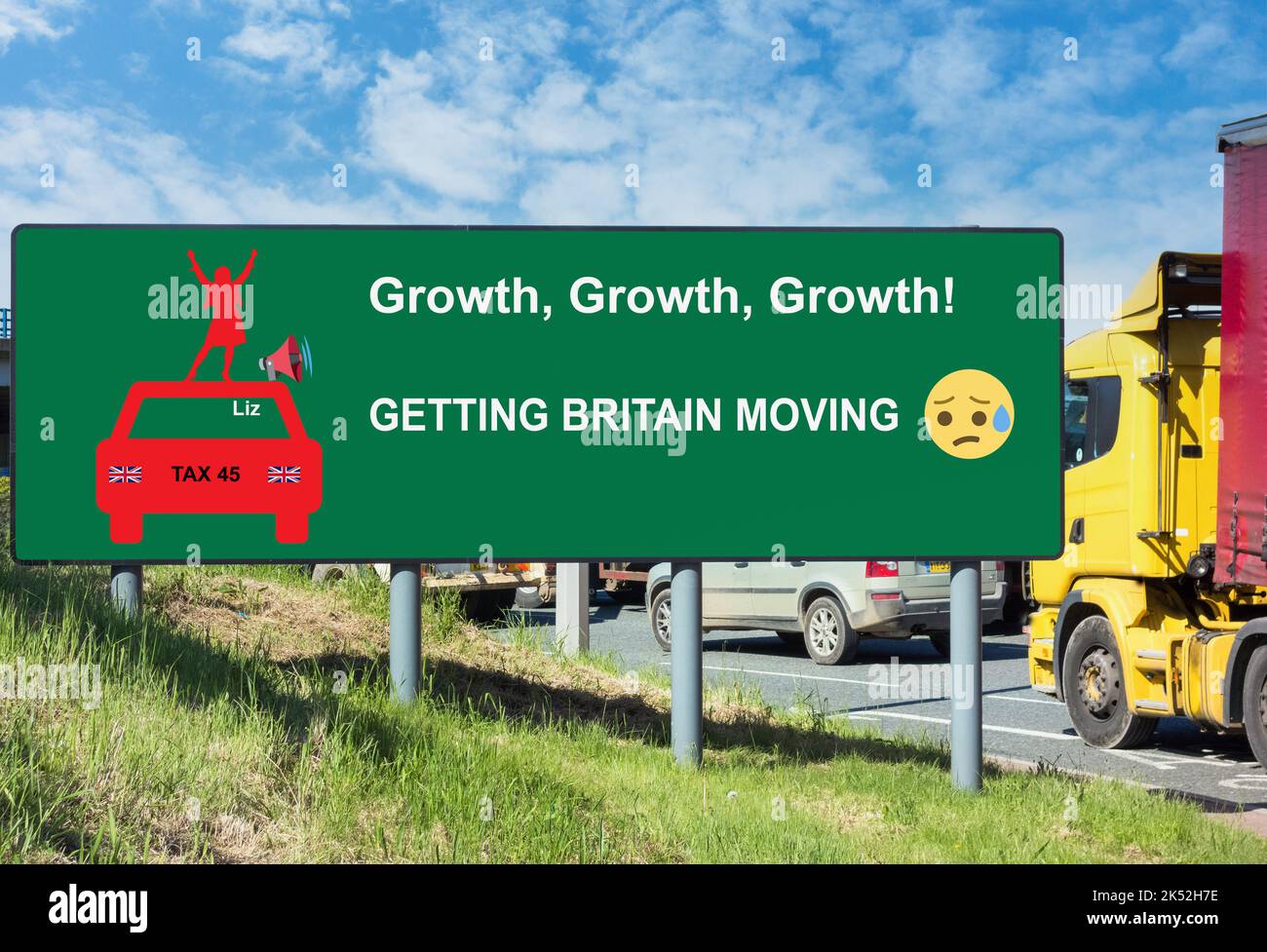 Liz Truss, crescita, far muovere la Gran Bretagna, economia del regno unito, tagli fiscali, inflazione... concetto Foto Stock
