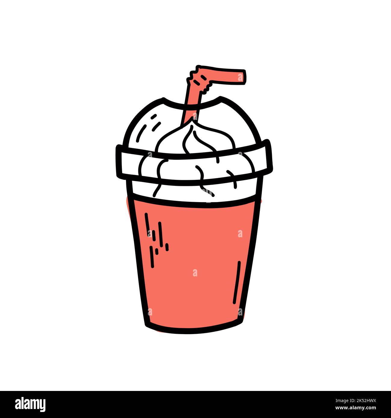 icona doodle. take away cup. milkshake o frullato Illustrazione Vettoriale