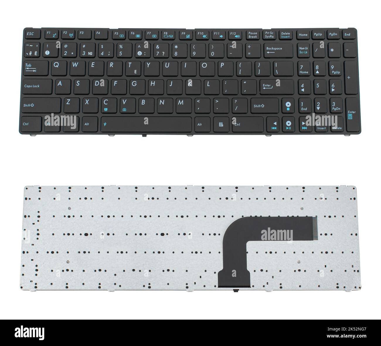 tastiera per laptop, parte di ricambio per laptop, su sfondo bianco Foto Stock