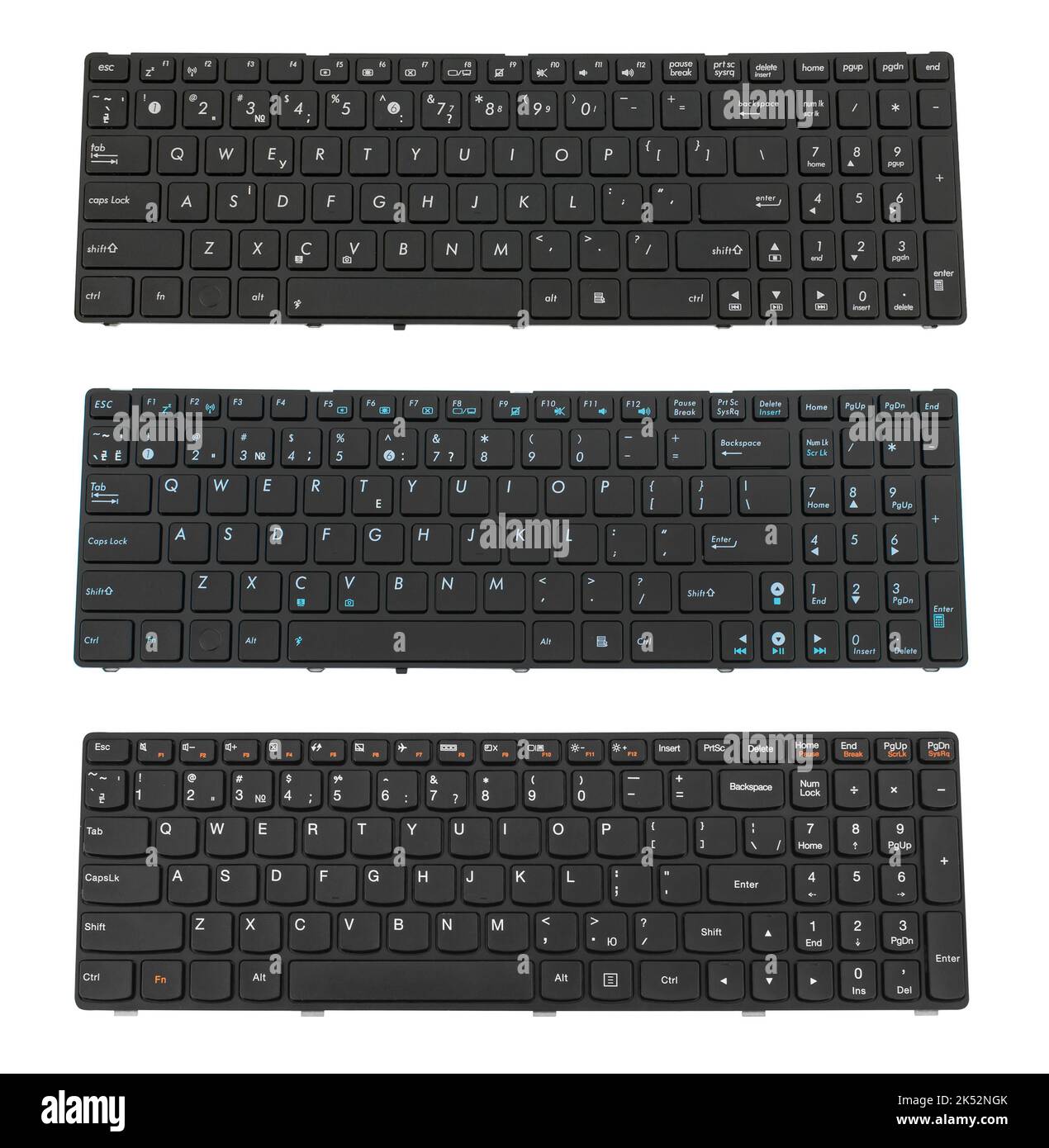 tastiera per laptop, parte di ricambio per laptop, su sfondo bianco Foto Stock