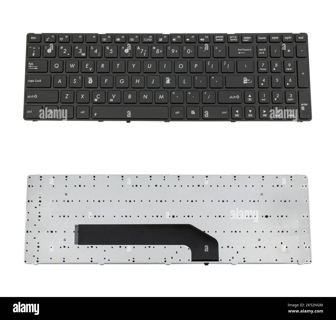 tastiera per laptop, parte di ricambio per laptop, su sfondo bianco Foto Stock