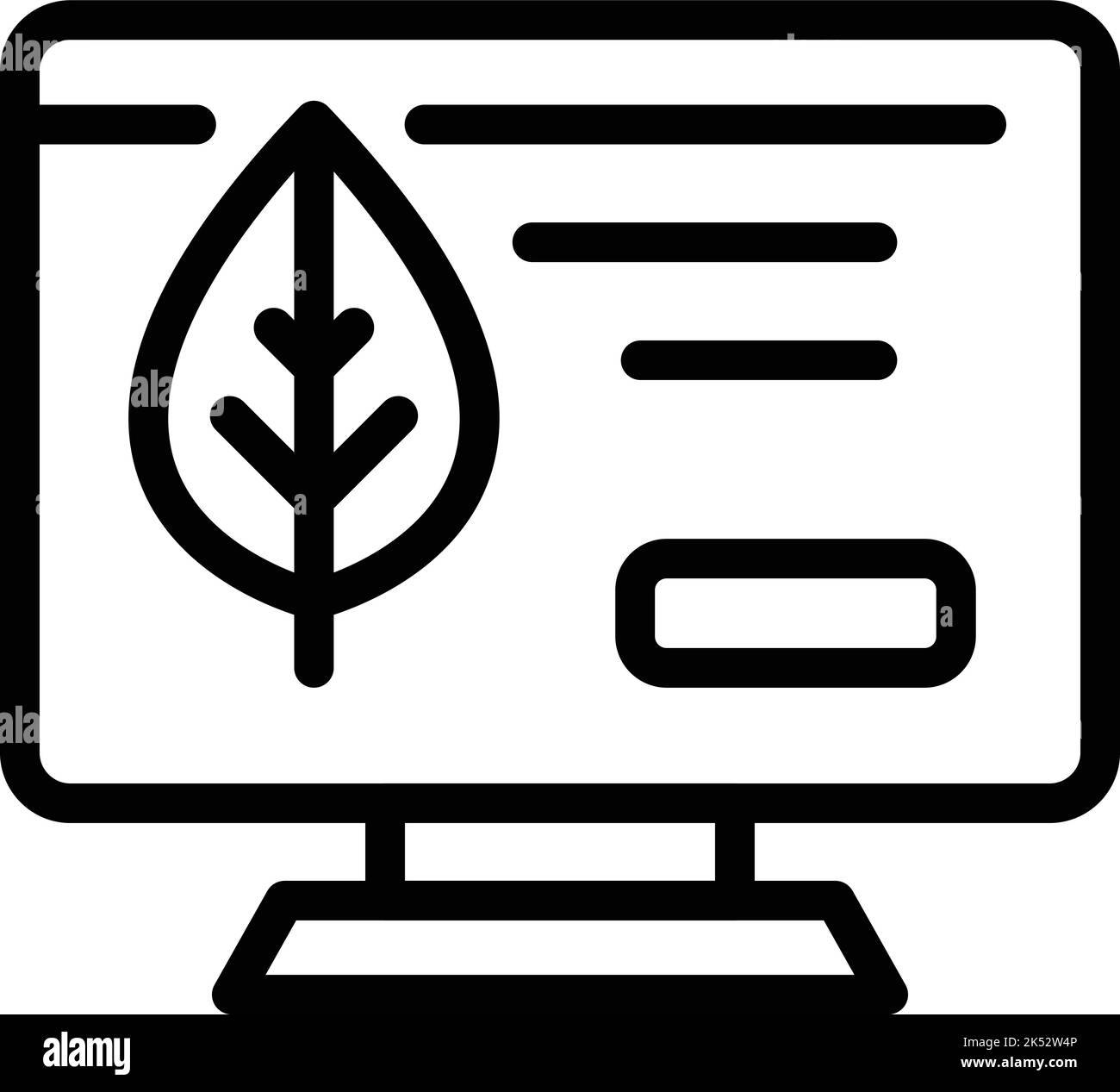 Vettore di contorno delle icone del monitor ecologico. Riciclare eco. Riutilizzare l'elettricità Illustrazione Vettoriale