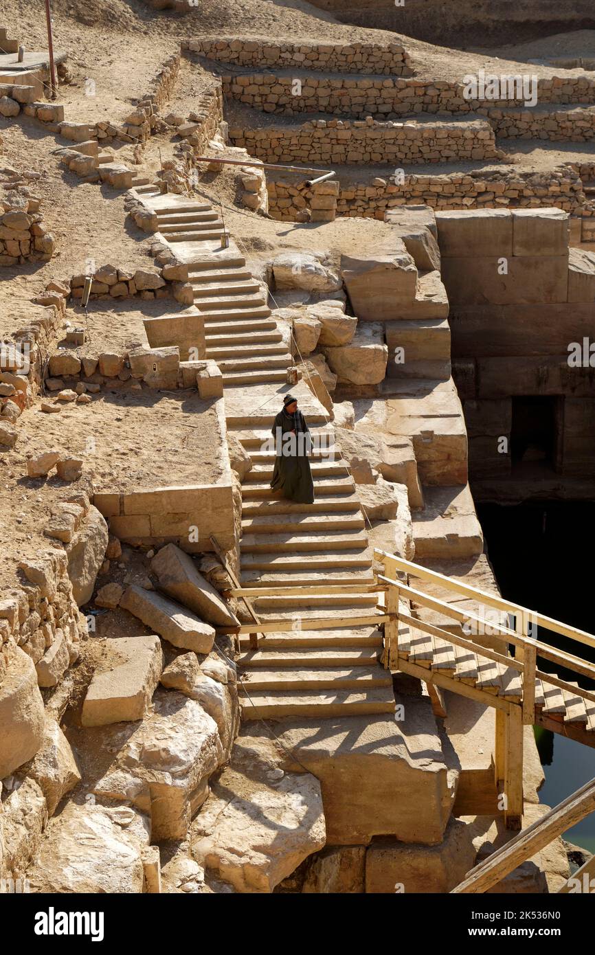 Egitto, Medio Egitto, Valle del Nilo, Abydos, tempio di Seti 1, l'Osirion Foto Stock