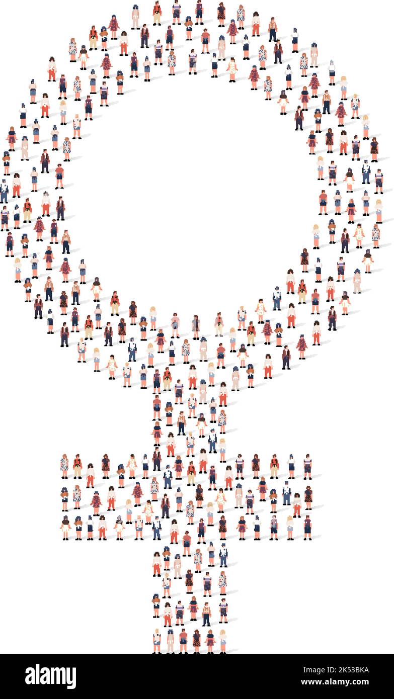 Un grande gruppo di persone silhouette affollata insieme in Venere denota forma isolata su sfondo bianco. Illustrazione vettoriale Illustrazione Vettoriale