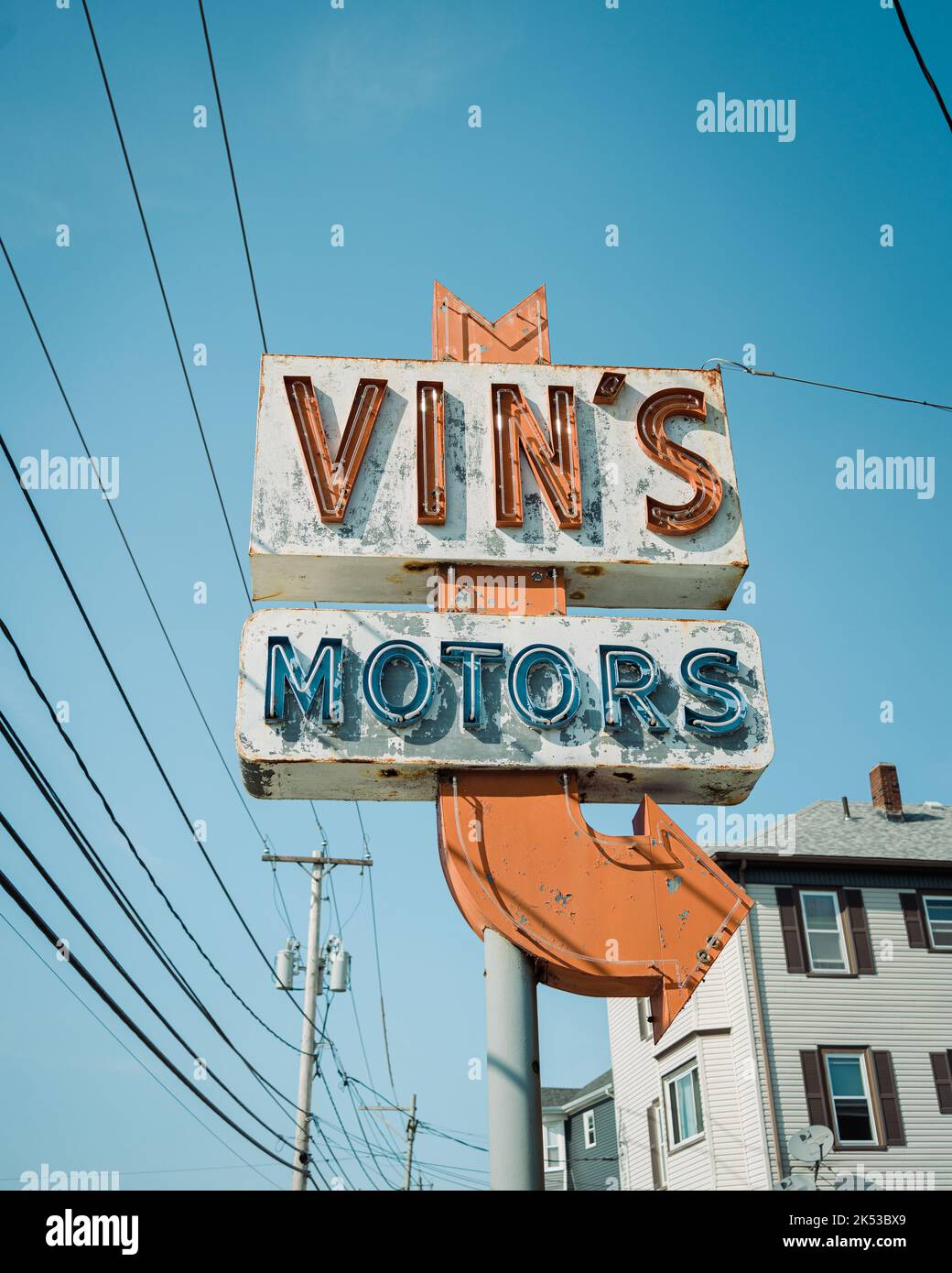 Vins Motor Sales vintage segno, Fall River, Massachusetts Foto Stock