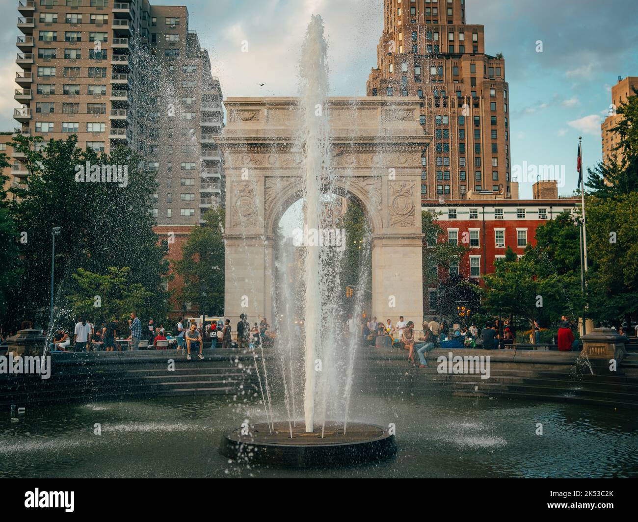 Fontana a Washington Square Park, Manhattan, New York Foto Stock
