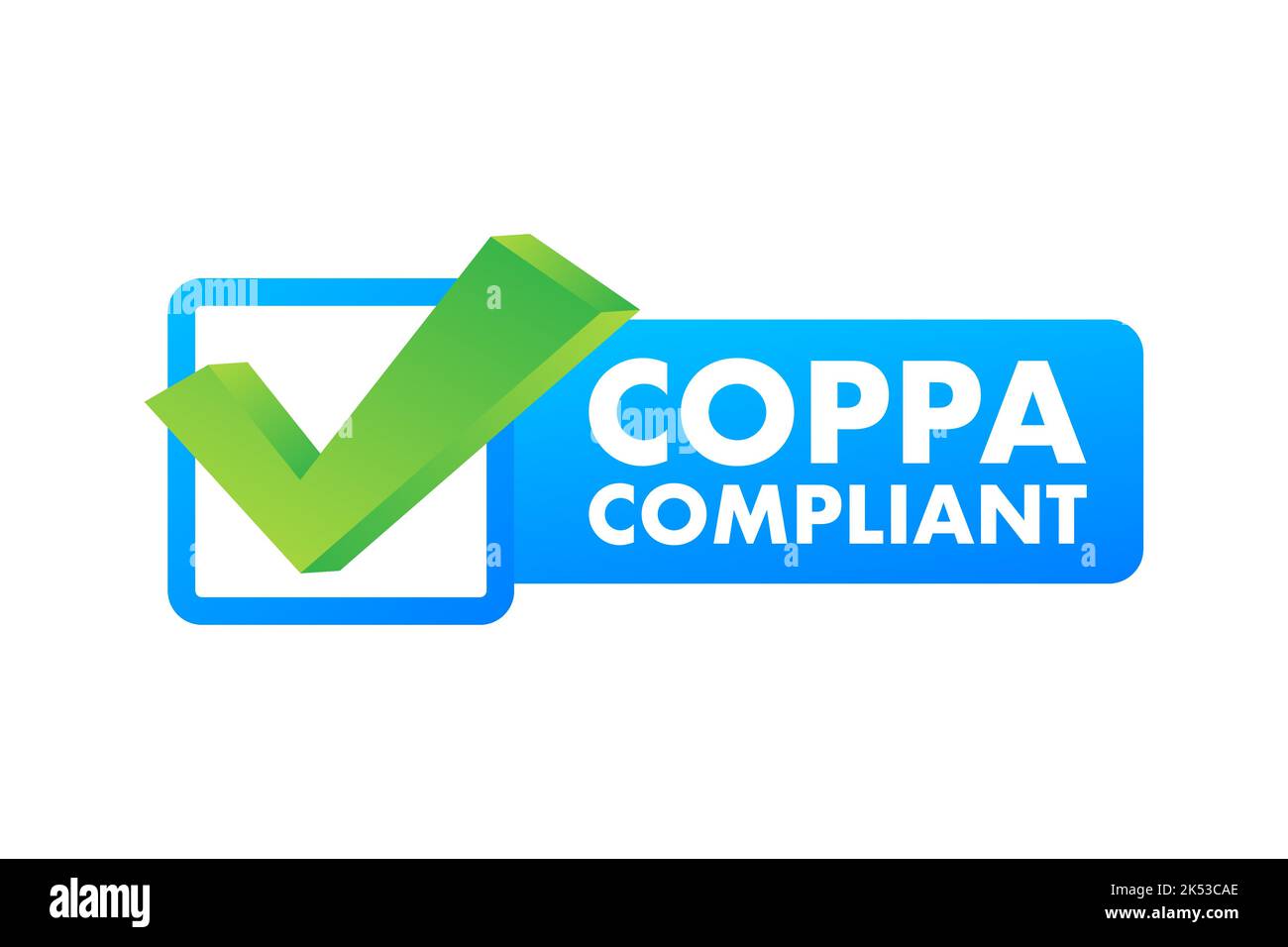 Coppa compliant - Bambini Online Privacy Protection Act linea arte vettore etichetta icona badge Illustrazione Vettoriale