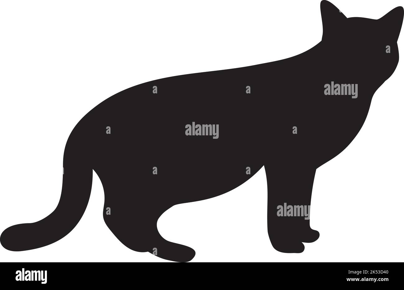 Disegno di un cartone animato disegnato a mano di una bambola di gatto in piedi Illustrazione Vettoriale