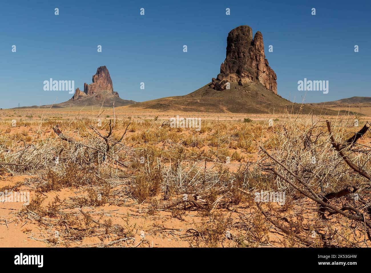 Buttes nel paesaggio desertico dell'Arizona Foto Stock