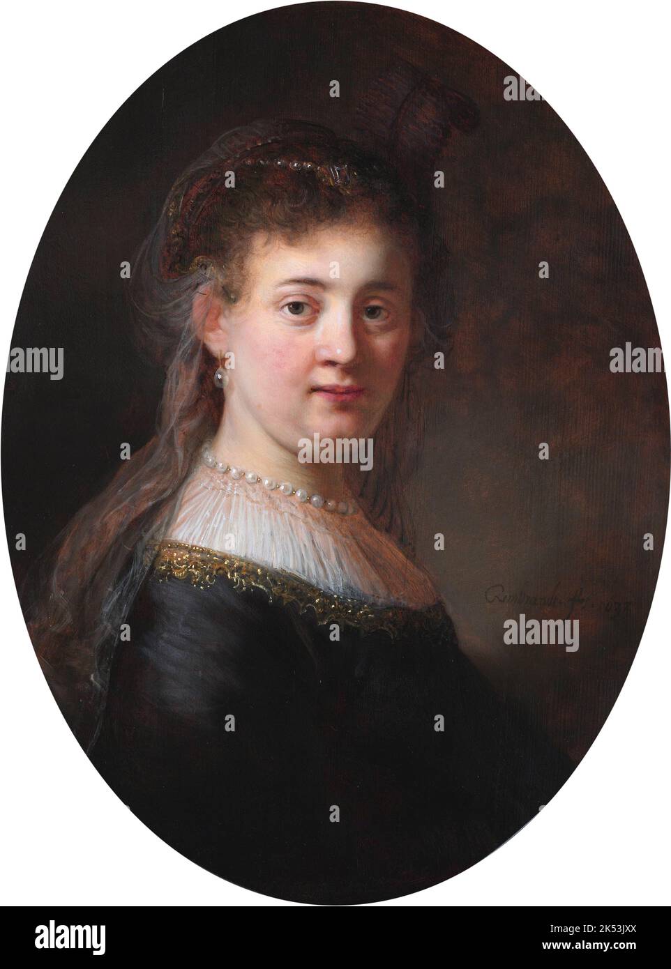 Saskia di Rembrandt, Pittura di Rembrandt. Saskia van Uylenburgh (1612 – 1642) moglie del pittore Rembrandt van Rijn. Foto Stock