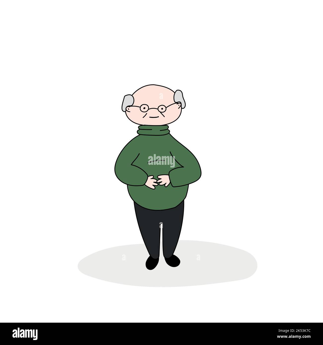 vettore di nonno in occhiali e maglione verde Illustrazione Vettoriale