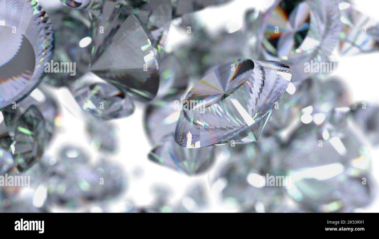 diamanti su sfondo bianco. rendering 3d. Foto Stock