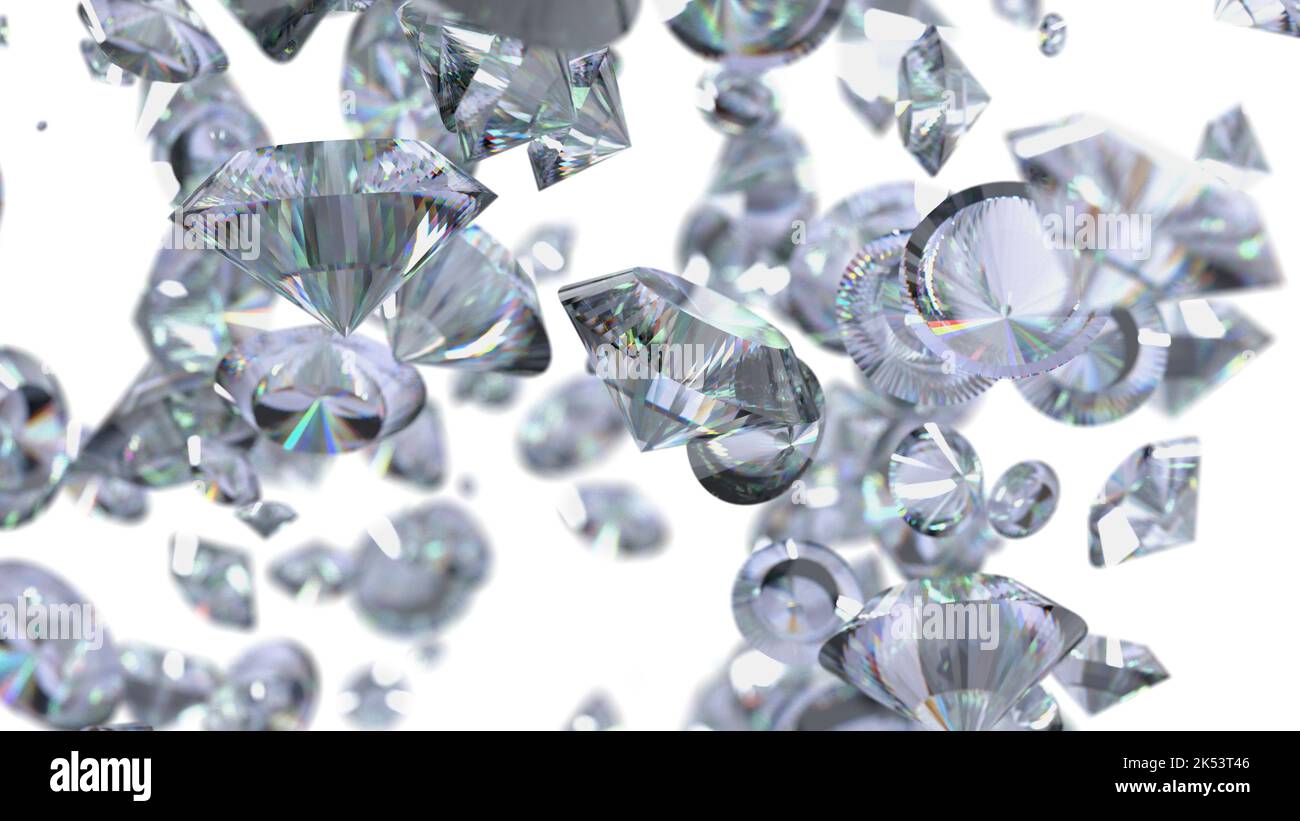 diamanti su sfondo bianco. rendering 3d. Foto Stock