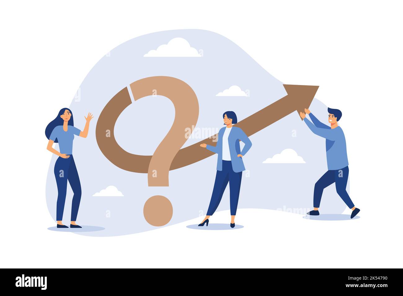 Lavoro di squadra per risolvere i problemi aziendali, la cooperazione o la collaborazione in azienda per raggiungere il concetto di successo aziendale, uomini d'affari e donne, colleghi hel Illustrazione Vettoriale