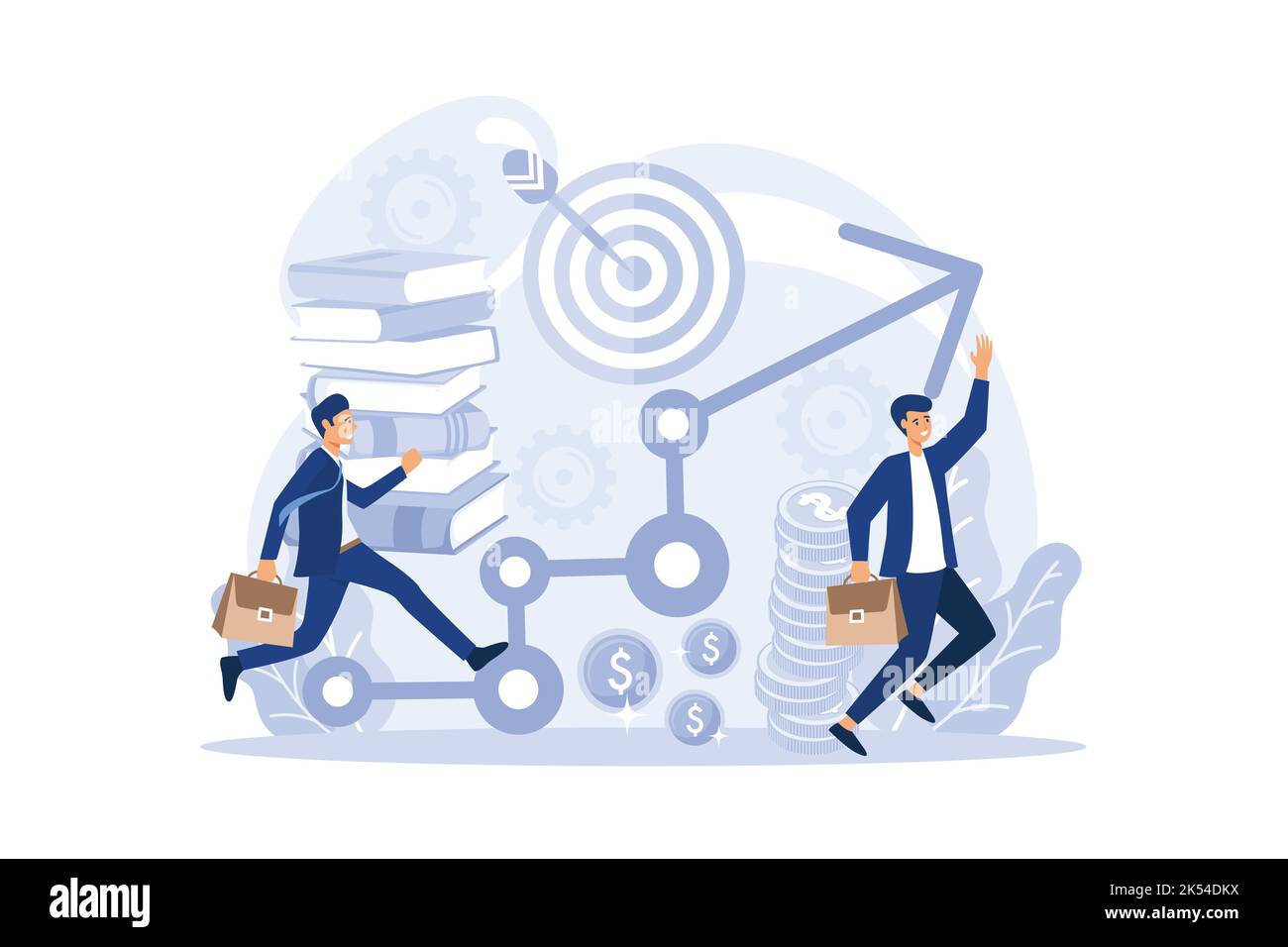 Concetto di responsabile delle vendite o direttore commerciale. Pianificazione aziendale e crescita delle vendite. Promozione commerciale e commerciale concetto di operazioni. Moderno appartamento lust Illustrazione Vettoriale