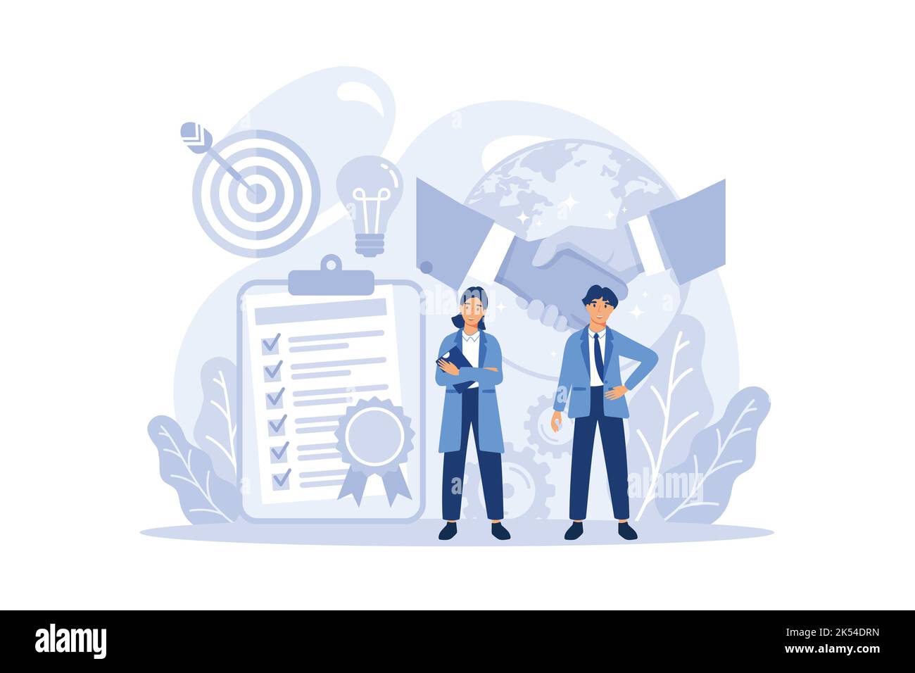 Diplomat set di professione. Idea di relazioni internazionali e di governo. Rappresentanza del paese in tutto il mondo. Processo di negoziazione, evento diplomatico. flat Illustrazione Vettoriale