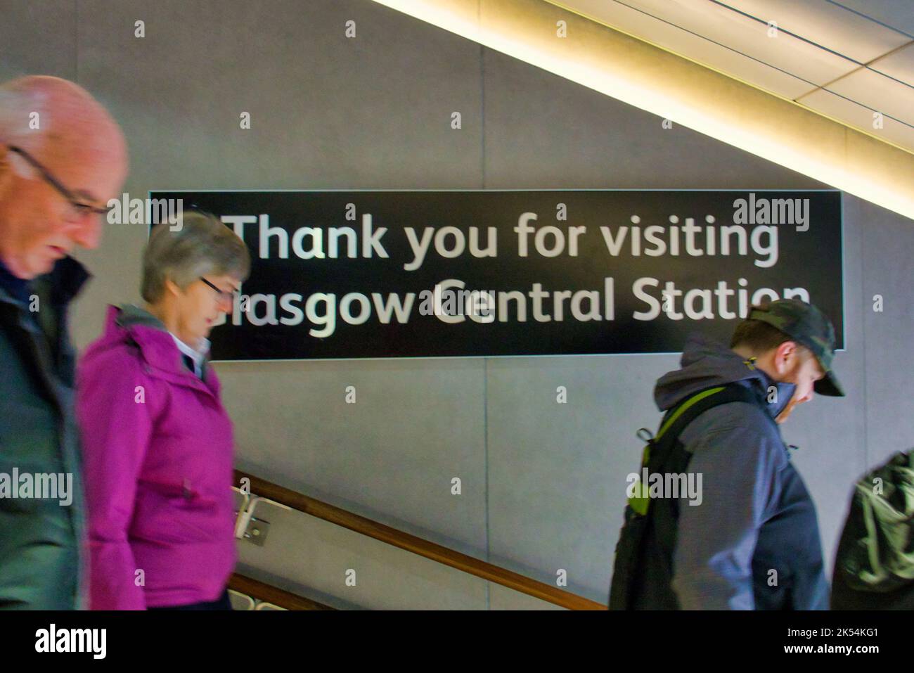 Grazie per aver visitato la stazione centrale di Glasgow segno. Stazione ferroviaria Foto Stock
