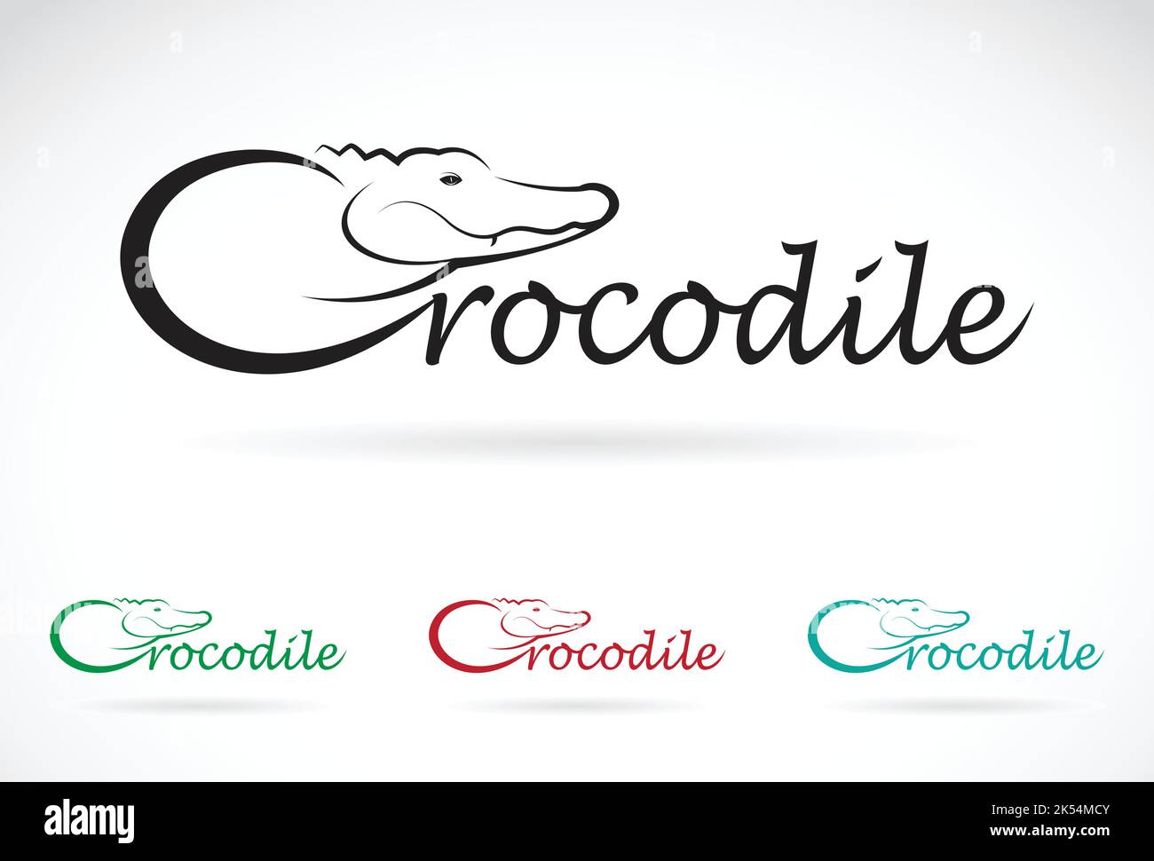 Il coccodrillo vettoriale è un testo su sfondo bianco. Vettore. Illustrazione vettoriale a strati facilmente modificabile. Animali selvatici. Illustrazione Vettoriale