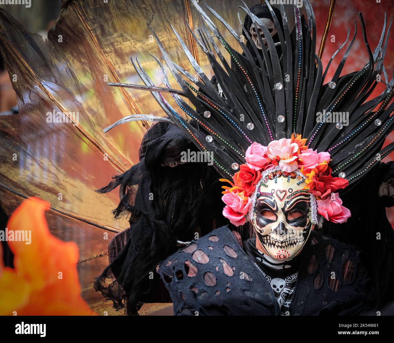 Day of the Dead, o abito dia de Muertos al Notting Hill Carnival, Londra, Inghilterra, Regno Unito Foto Stock
