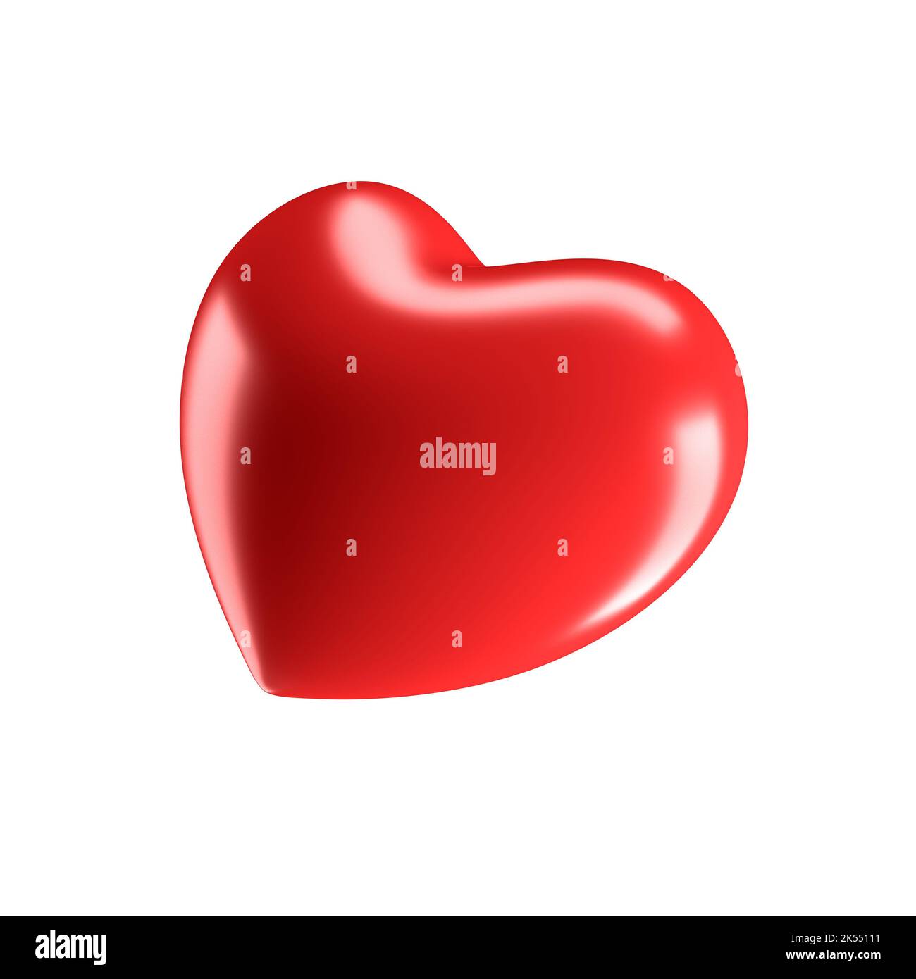 Cuore rosso isolato su sfondo bianco. illustrazione 3d. Foto Stock