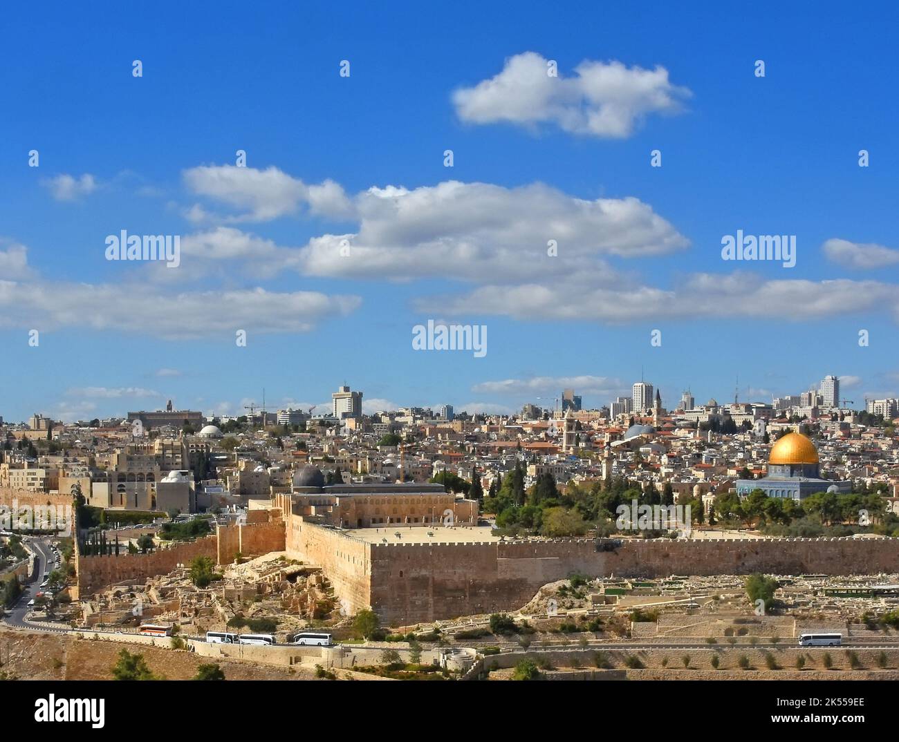 Gerusalemme - skyline panoramico dal Monte degli Ulivi, Israele Foto Stock