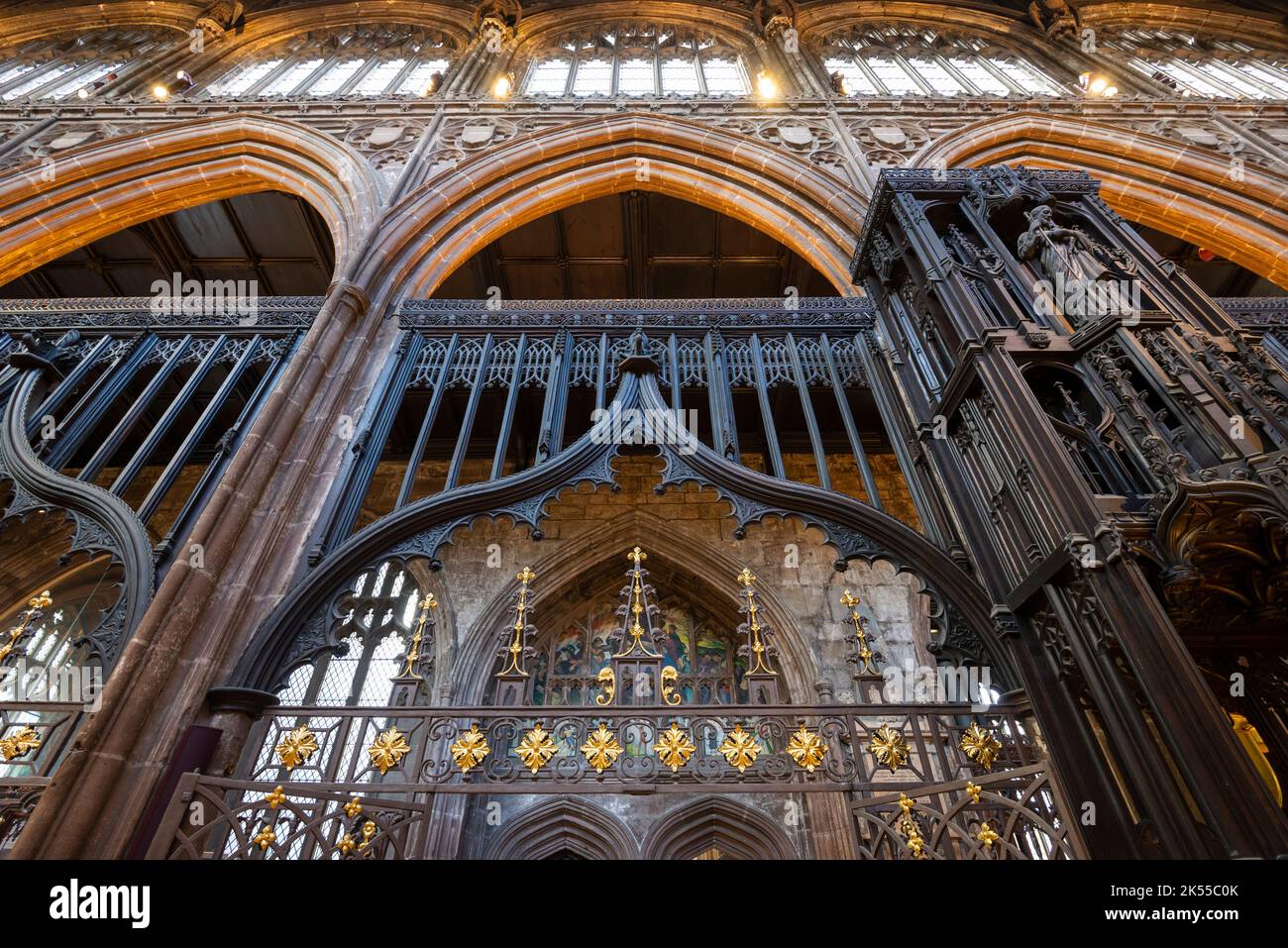 Dettaglio architettonico della Cattedrale di Manchester, città di Manchester, Inghilterra. Foto Stock