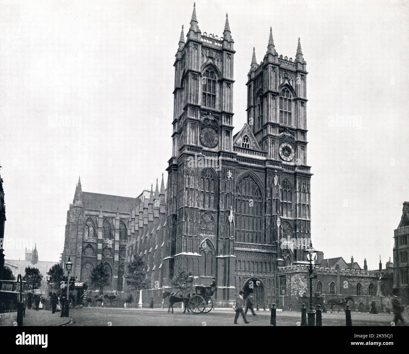 Abbazia di Westminster, Londra, storica fotografia vittoriana della chiesa dell'incoronazione britannica e del luogo di sepoltura reale Foto Stock