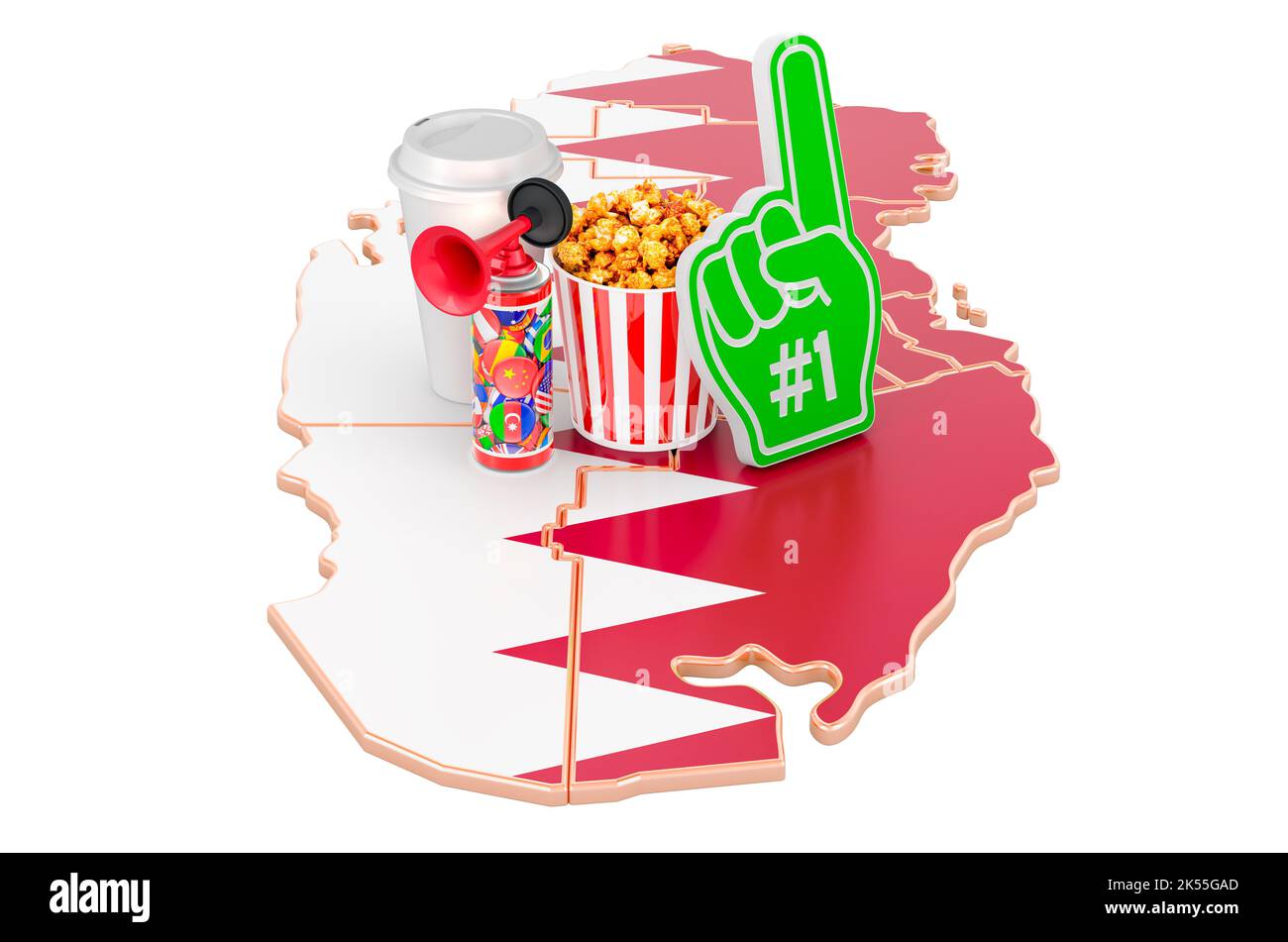 Gli appassionati di sport in Qatar Concept, rendering 3D isolato su sfondo bianco Foto Stock