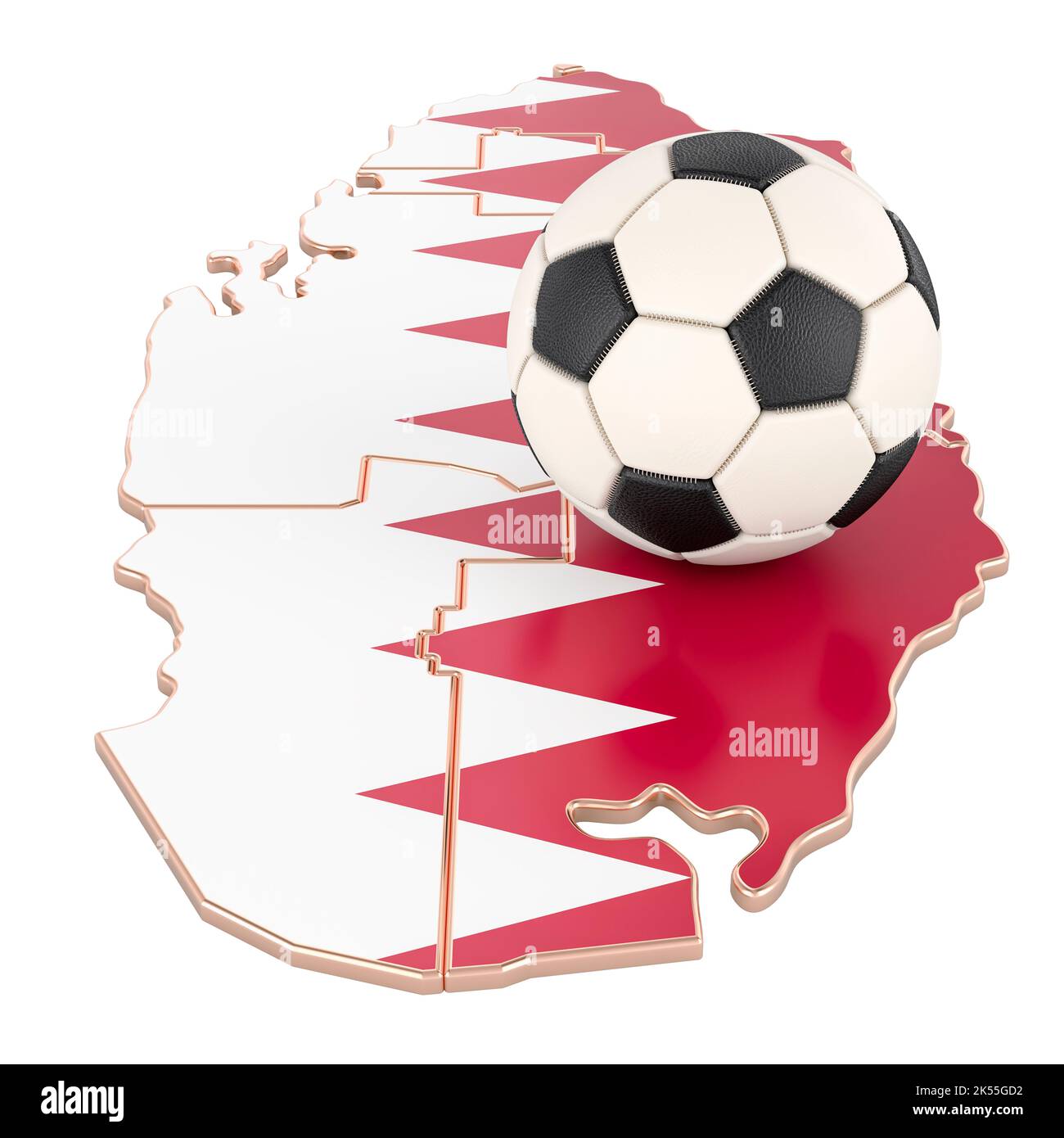 Pallone da calcio con mappa del concetto Qatar, rendering 3D Foto Stock