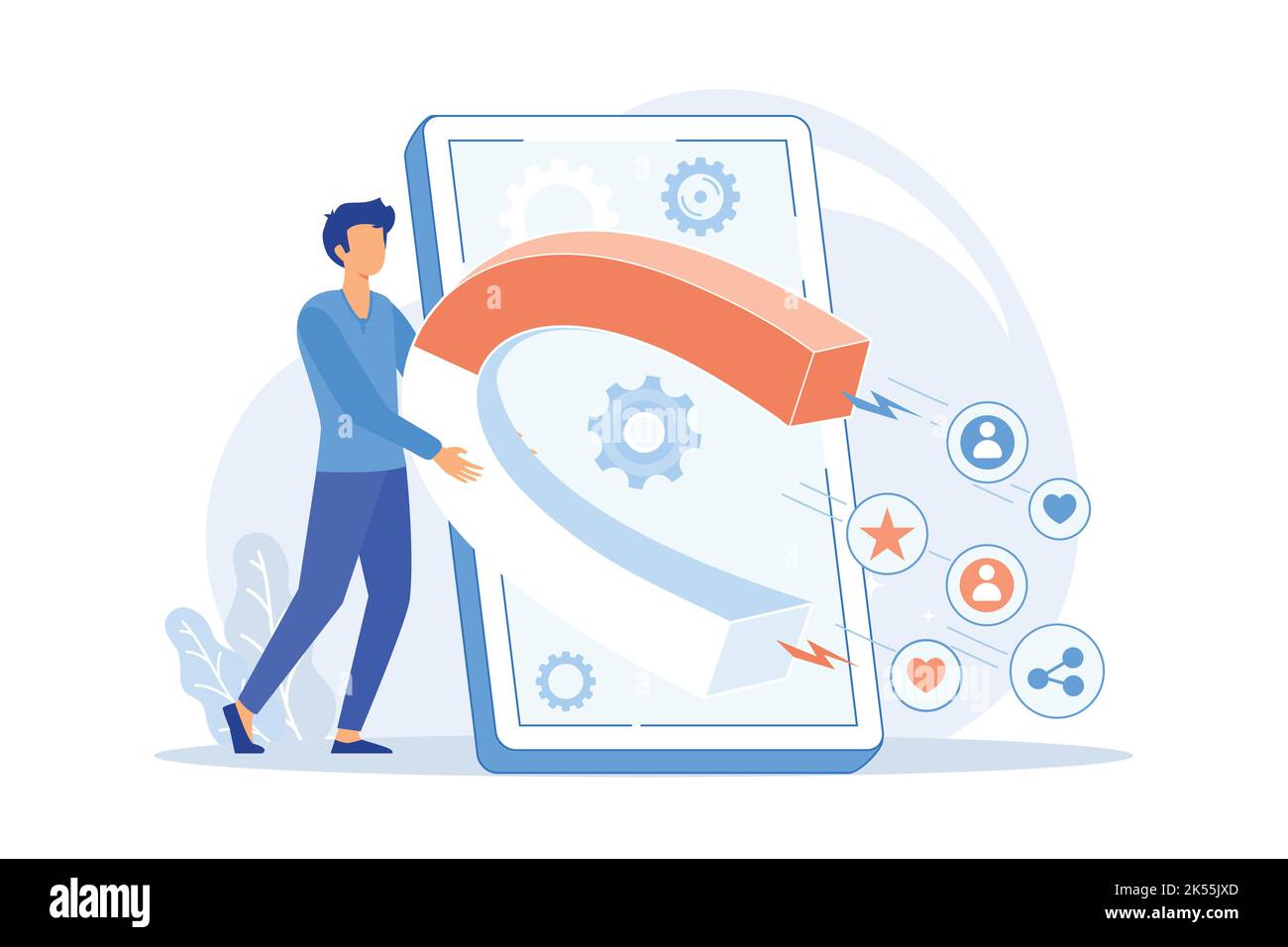 Ingaggio marketing marketing internet marketing, gestione ingaggio, partecipazione attiva, commercio online, strategia SMM, design piatto interattivo moderno il Illustrazione Vettoriale