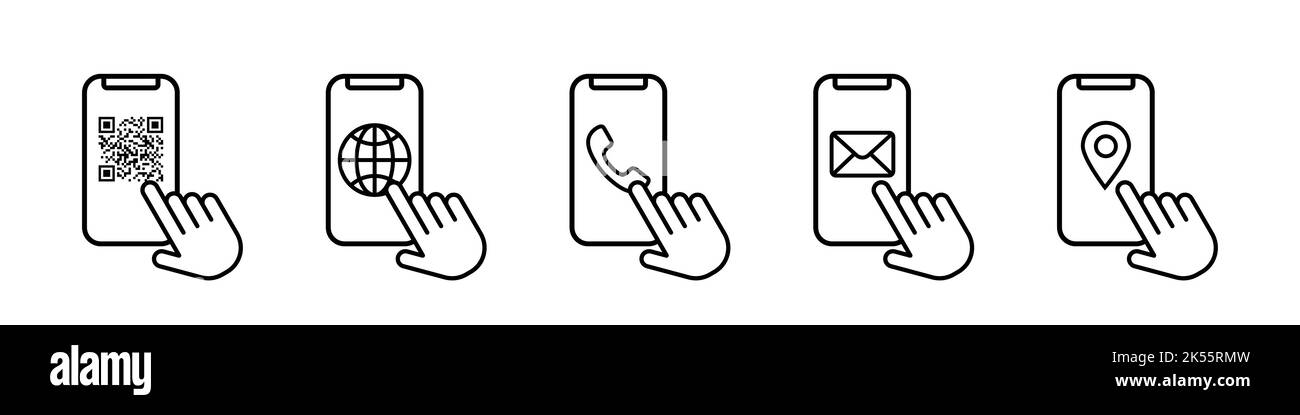 Telefono con schermo a sfioramento manuale Illustrazione Vettoriale