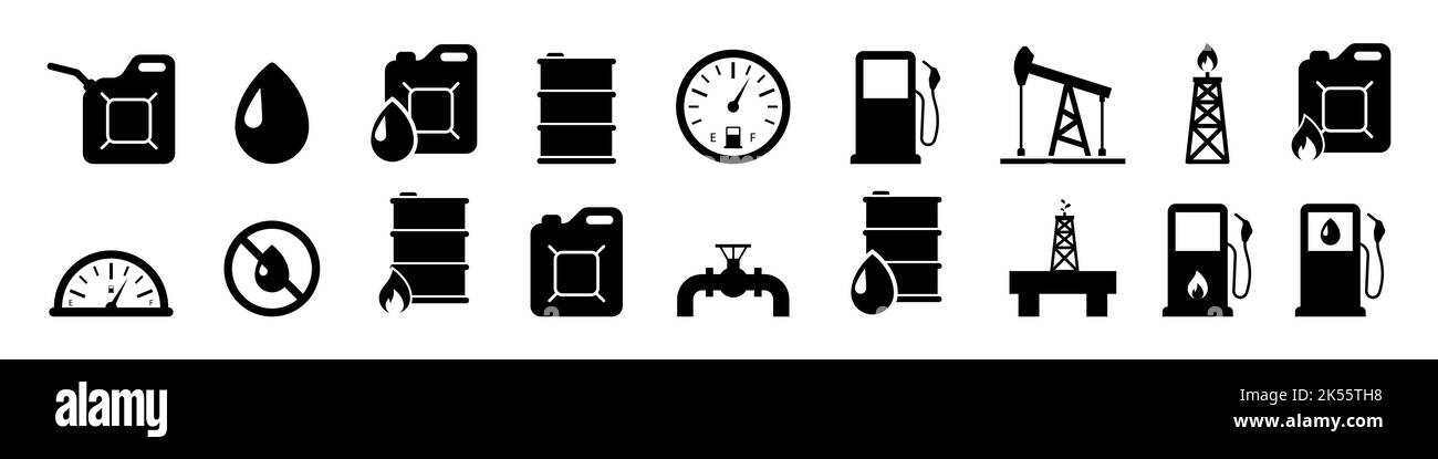 Carburante a gas di petrolio Icon Set design semplice Illustrazione Vettoriale