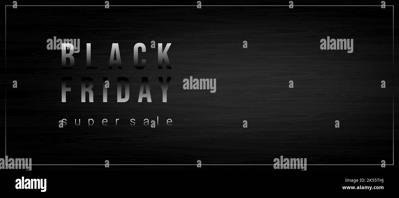 Black Friday super vendita modello sfondo per il design e la scrittura. Sfondo scuro in legno testurizzato. Illustrazione vettoriale Illustrazione Vettoriale