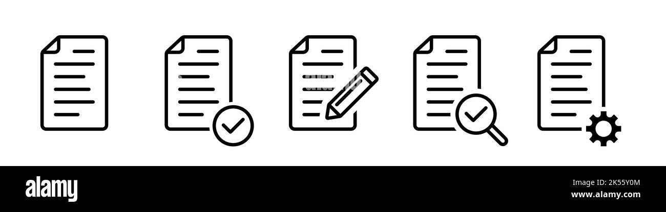 Le icone del documento impostano lo stile della linea Illustrazione Vettoriale
