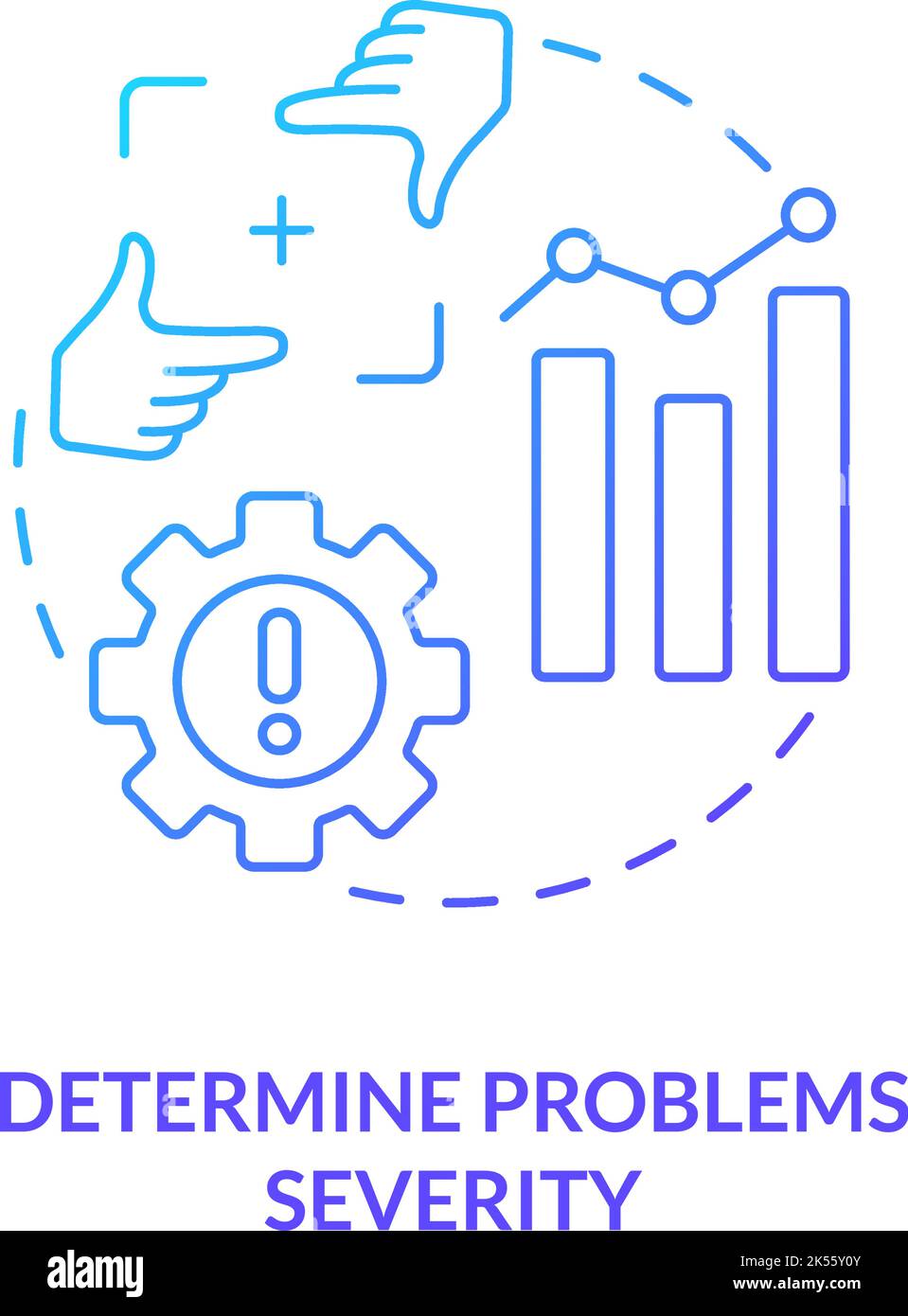 Identificare i problemi gravità icona del concetto di gradiente blu Illustrazione Vettoriale