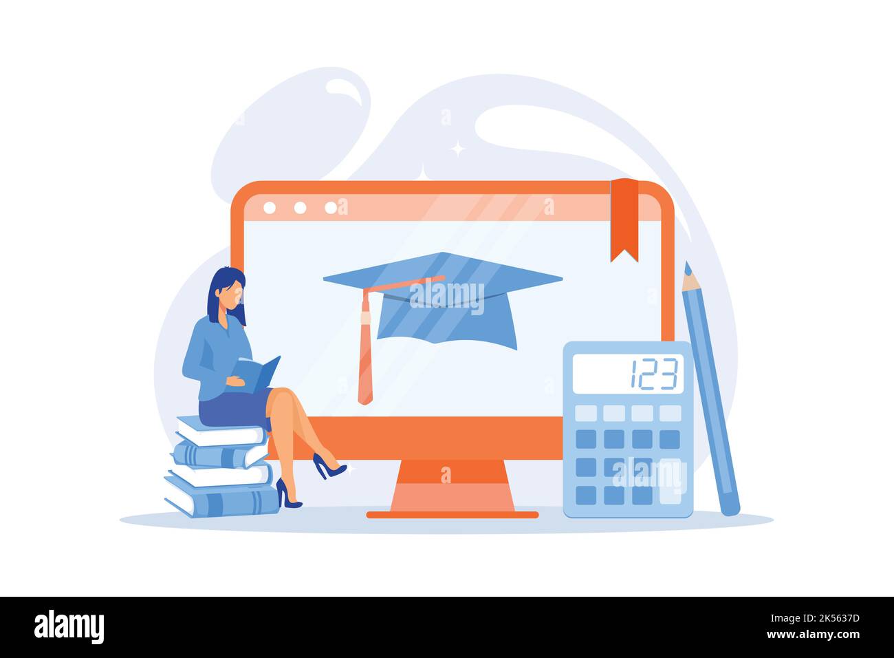 Corso di matematica online. Dipartimento universitario di Economia, Corsi su Internet, lezioni di contabilità. Libri di testo di contabilità e matematica archivio digitale. VEC Illustrazione Vettoriale