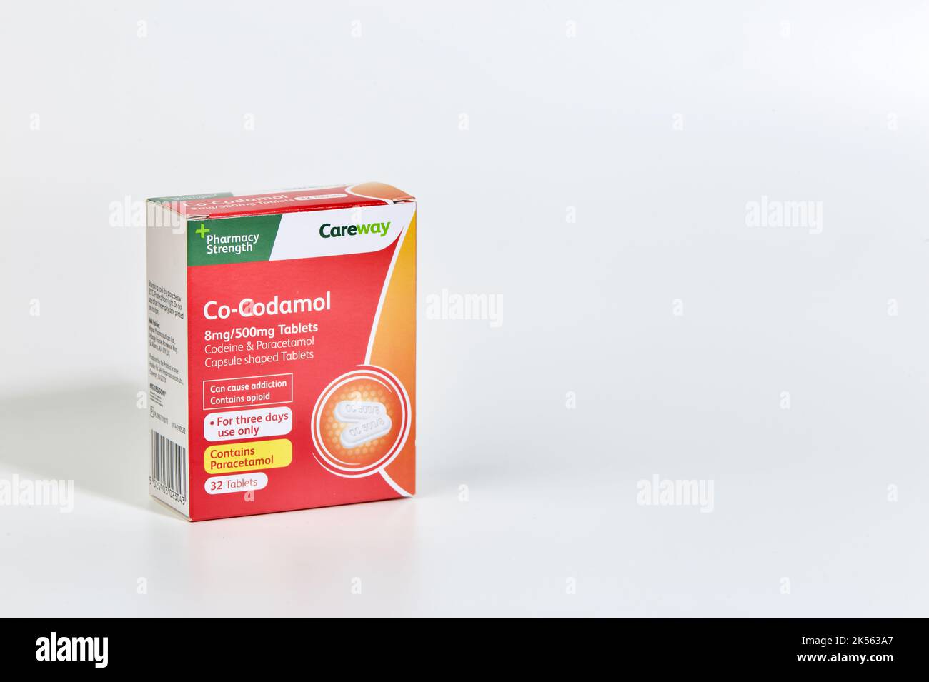 Il co-Codamol è un tipo di antidolorifico che contiene paracetamolo e coceina. Foto Stock