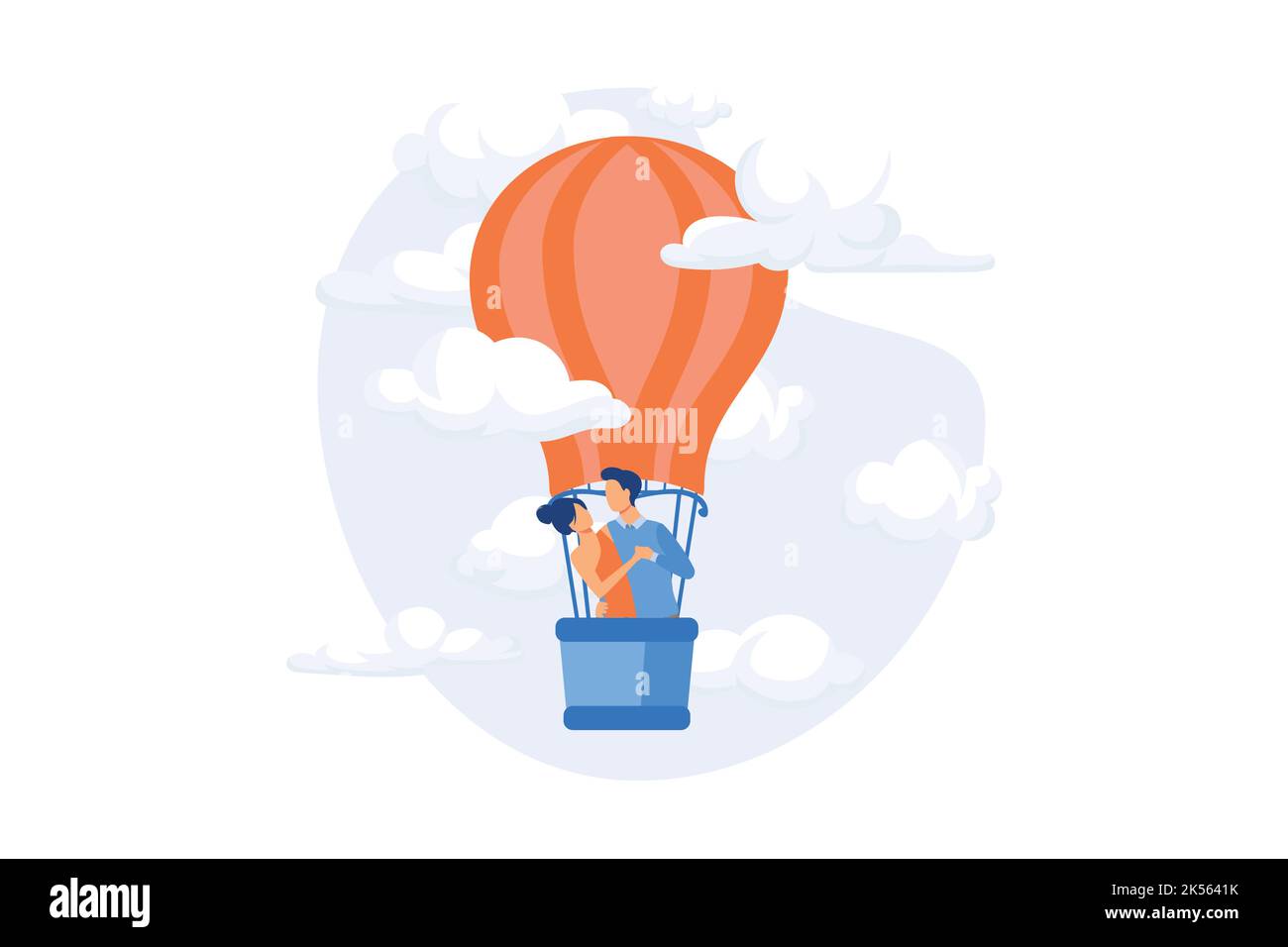 Trasporto aereo. Mongolfiera, trasporto aereo, viaggio romantico. Volo in volo, festival di mongolfiera, attività di svago. Attività all'aperto. Vettore ill Illustrazione Vettoriale