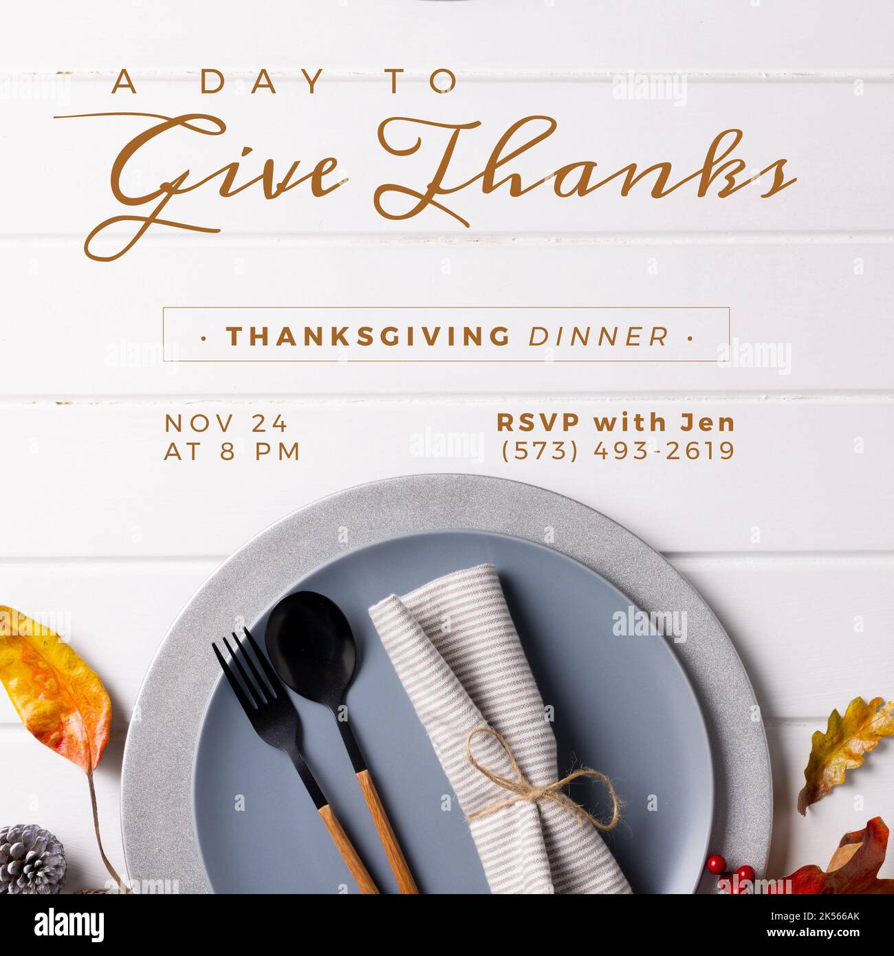 Composizione del testo felice del giorno di ringraziamento sopra le posate Foto Stock