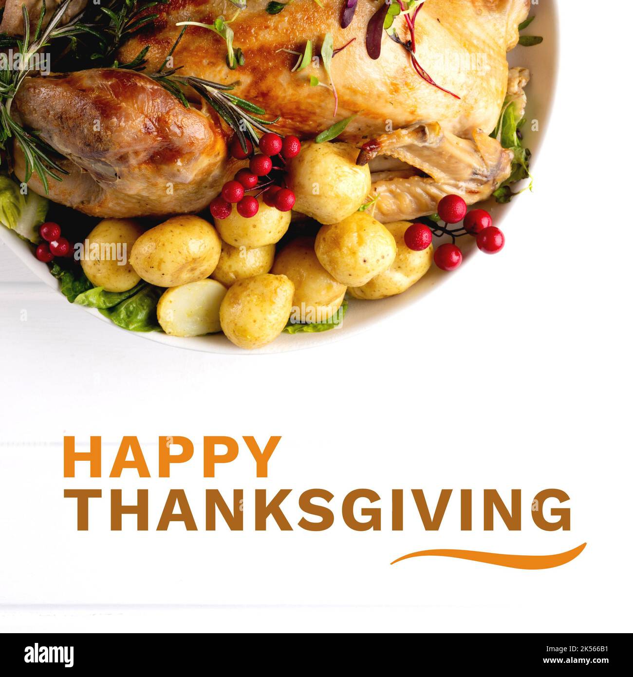 Composizione del testo felice del giorno del ringraziamento sulla turchia Foto Stock